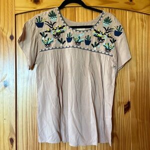 Embroidered Top with Cactus